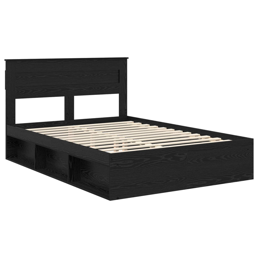 Bedframe met matras Zwart 150 x 200 cm Massief grenenhout