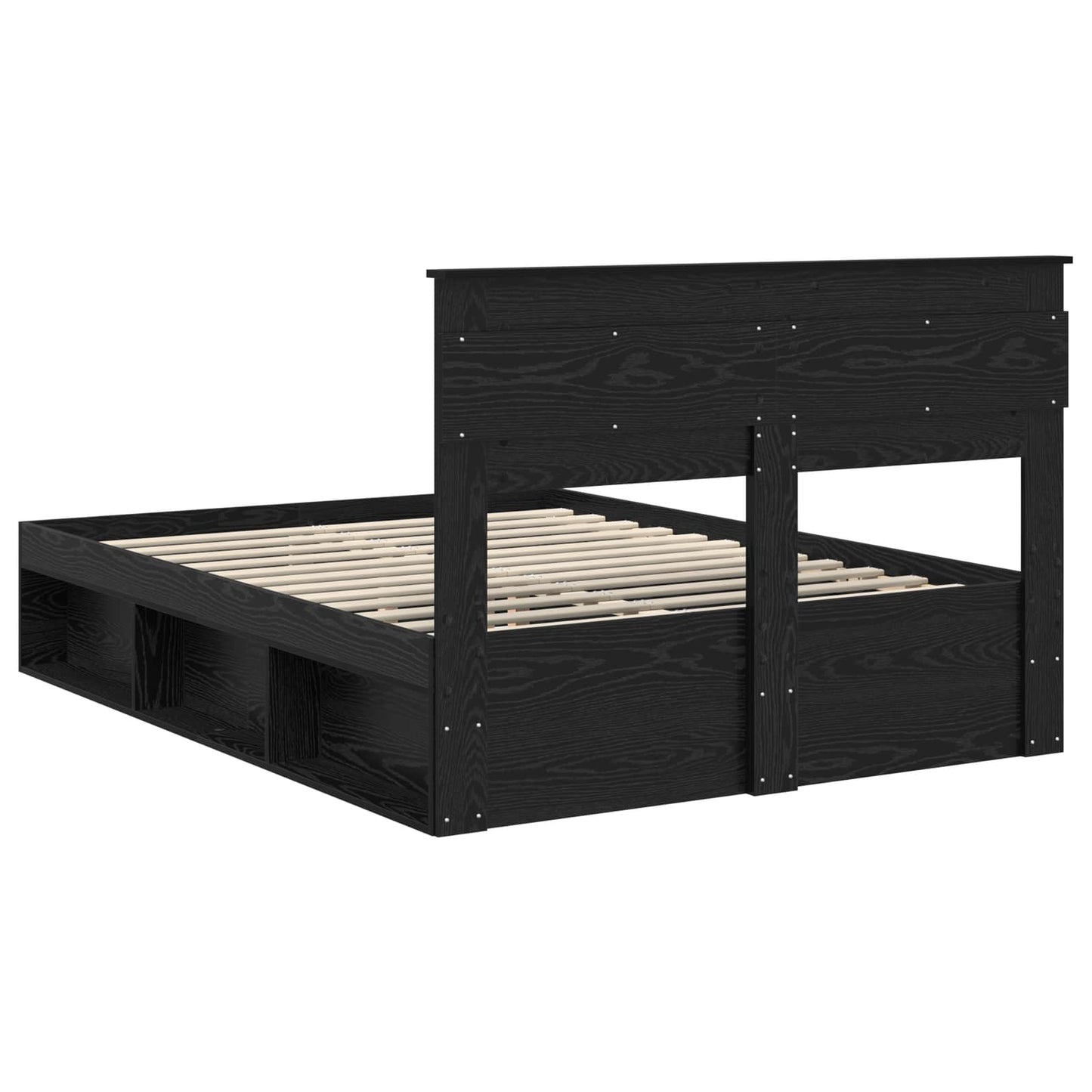 Bedframe met matras Zwart 150 x 200 cm Massief grenenhout