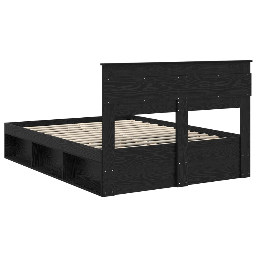 Bedframe met matras Zwart 150 x 200 cm Massief grenenhout