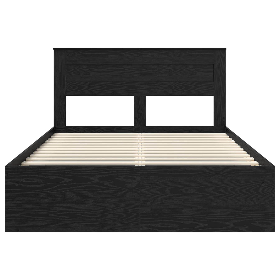 Bedframe met matras Zwart 150 x 200 cm Massief grenenhout