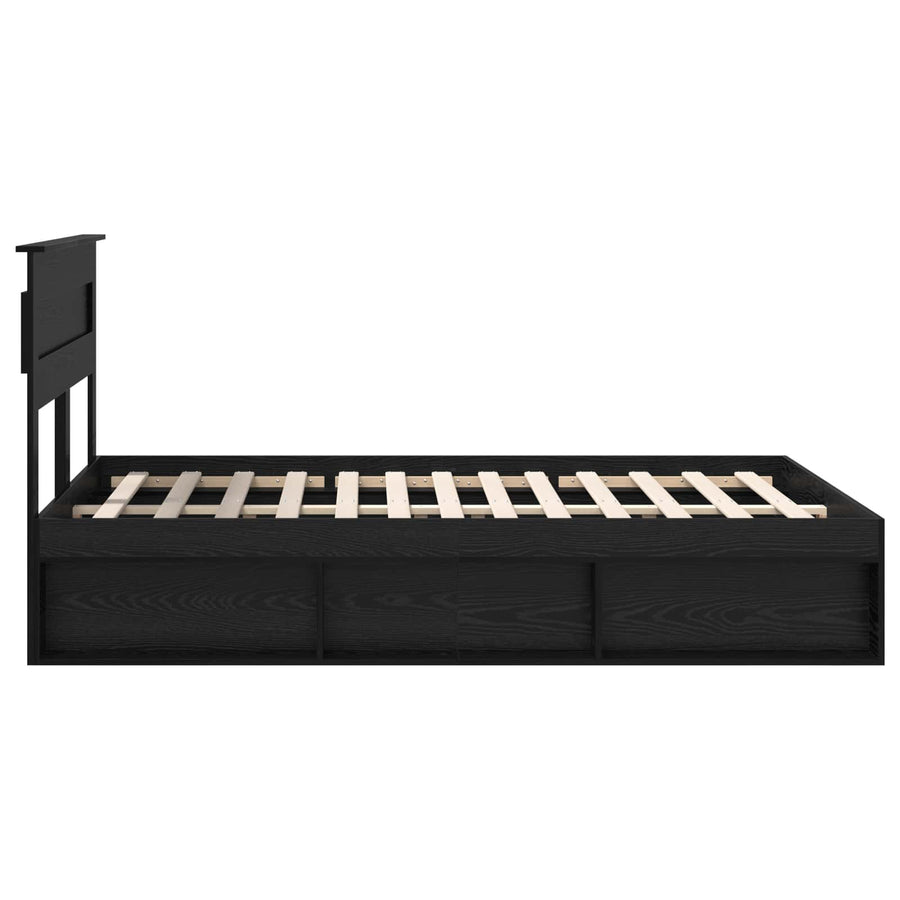 Bedframe met matras Zwart 150 x 200 cm Massief grenenhout