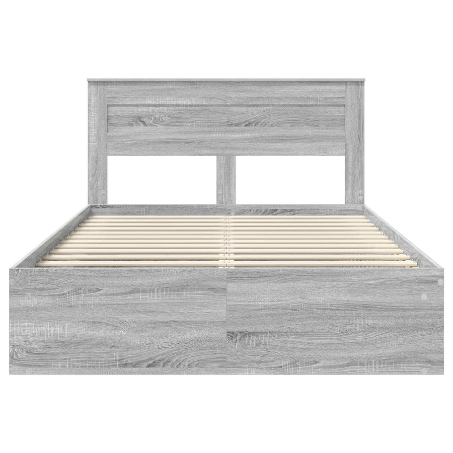 Bedframe met lade Grijs Sonoma 150 x 200 cm Massief grenenhout