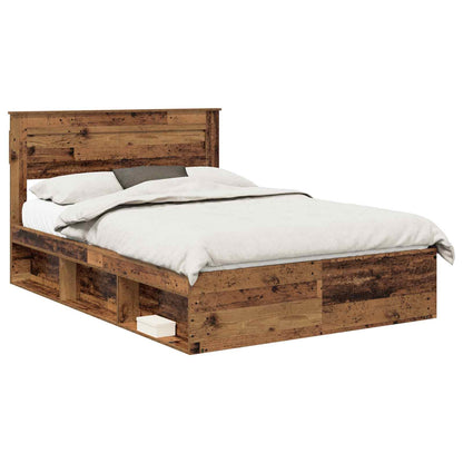 Bedframe met matras Oudhout 150 x 200 cm Massief grenenhout