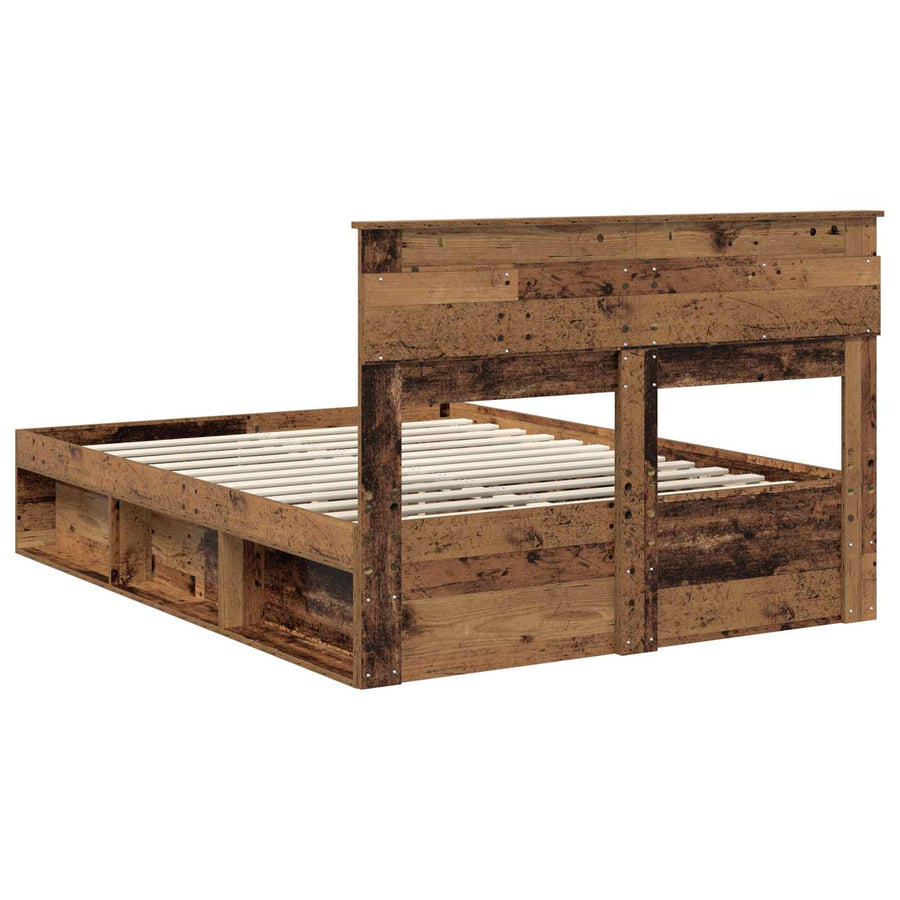 Bedframe met matras Oudhout 150 x 200 cm Massief grenenhout