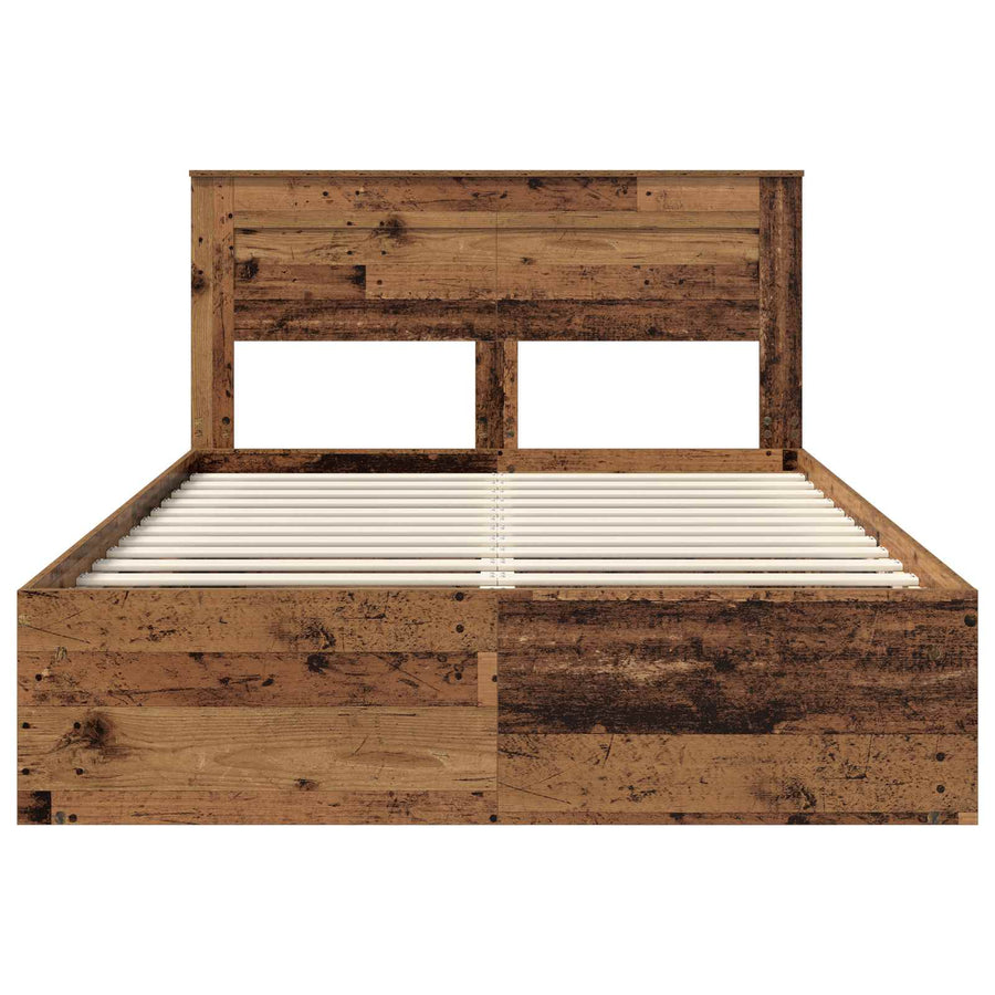 Bedframe met matras Oudhout 150 x 200 cm Massief grenenhout