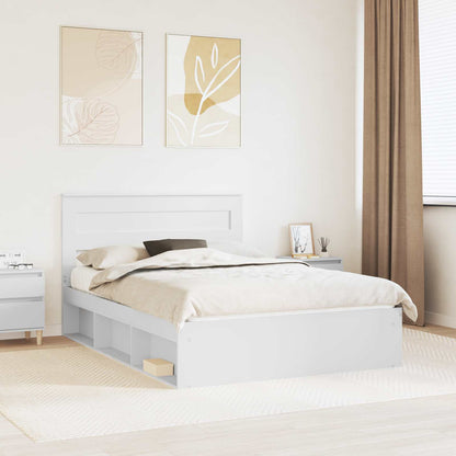 Bedframe met hoofdeinde Wit 140 x 190 cm Massief grenenhout
