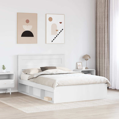 Bedframe met hoofdeinde Wit 140 x 190 cm Massief grenenhout