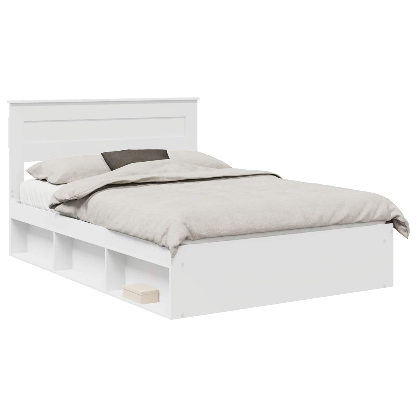 Bedframe met hoofdeinde Wit 140 x 190 cm Massief grenenhout