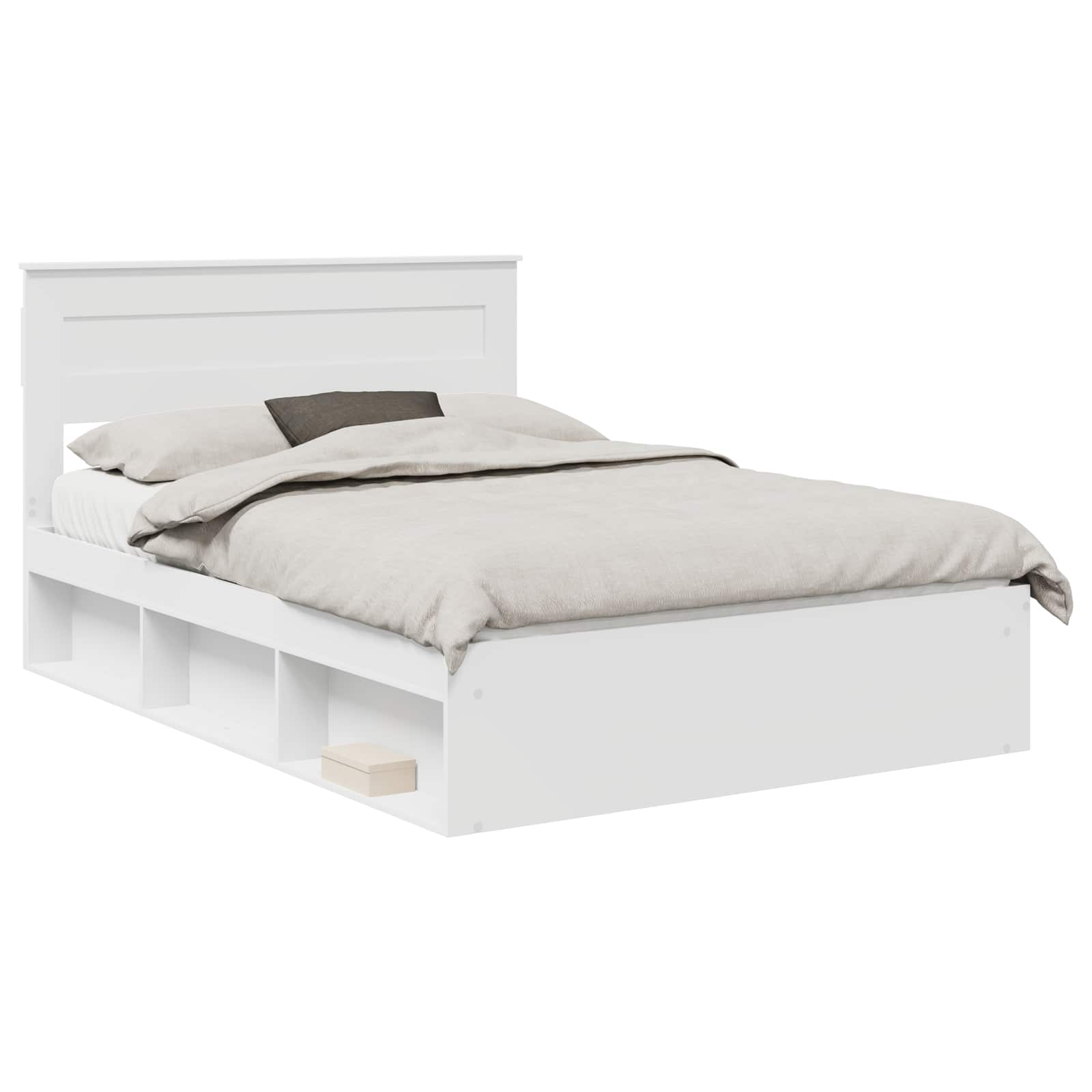 Bedframe met hoofdeinde Wit 140 x 190 cm Massief grenenhout