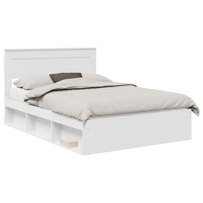 Bedframe met hoofdeinde Wit 140 x 190 cm Massief grenenhout