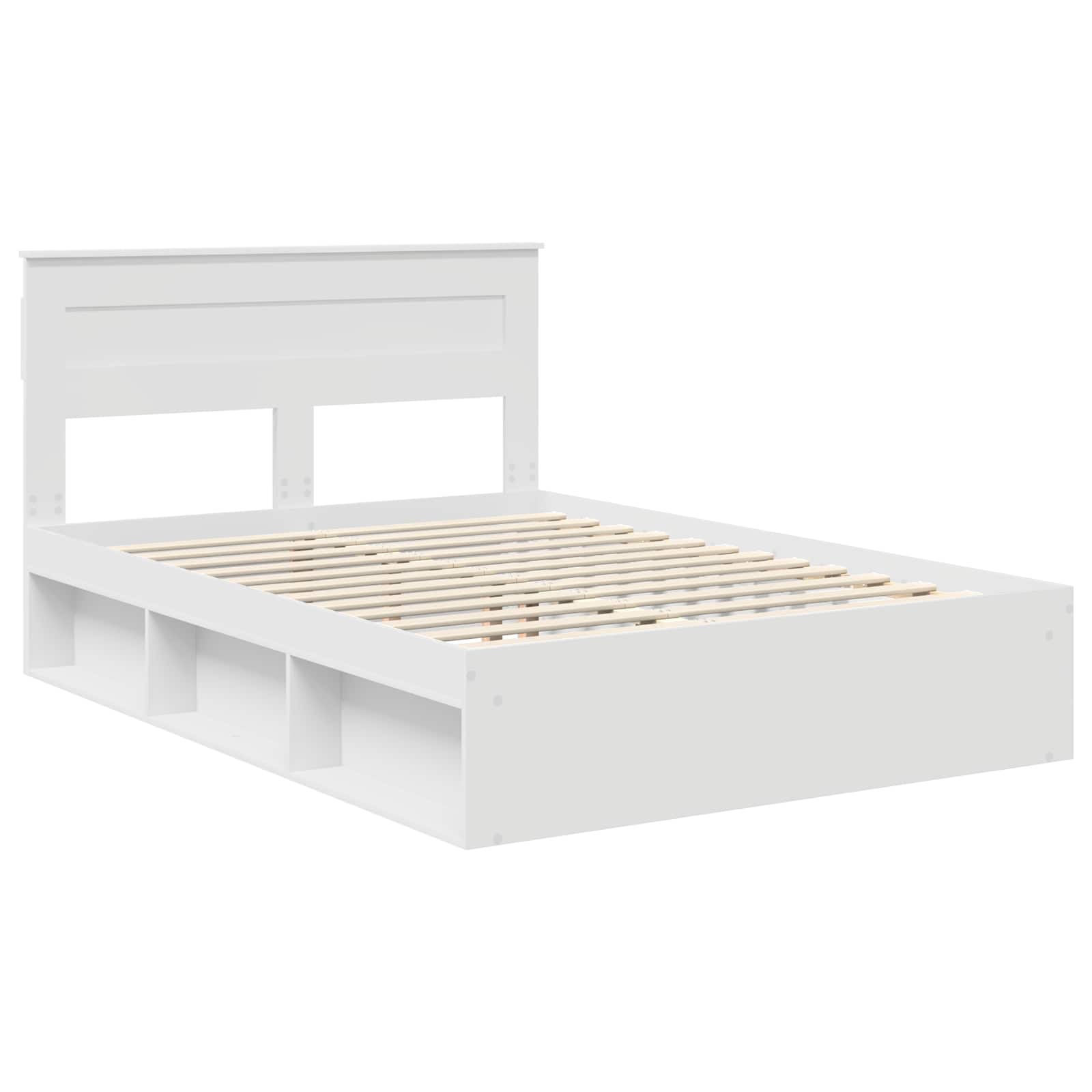 Bedframe met hoofdeinde Wit 140 x 190 cm Massief grenenhout