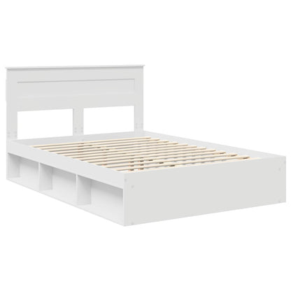 Bedframe met hoofdeinde Wit 140 x 190 cm Massief grenenhout