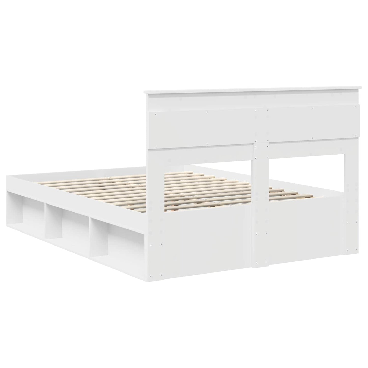 Bedframe met hoofdeinde Wit 140 x 190 cm Massief grenenhout