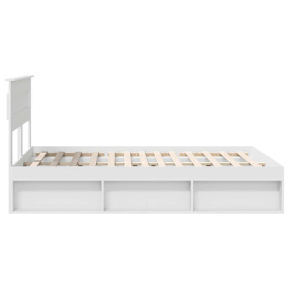 Bedframe met hoofdeinde Wit 140 x 190 cm Massief grenenhout