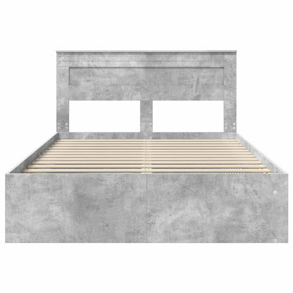Bedframe met hoofdeinde Beton 140 x 190 cm Massief grenenhout