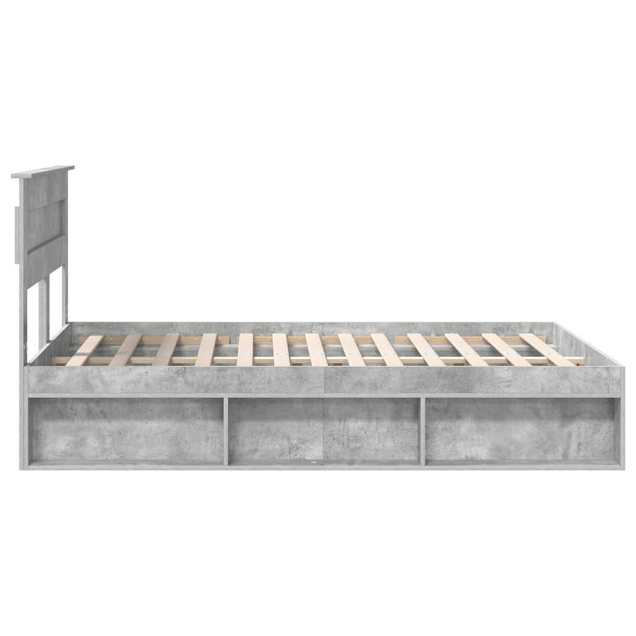 Bedframe met hoofdeinde Beton 140 x 190 cm Massief grenenhout