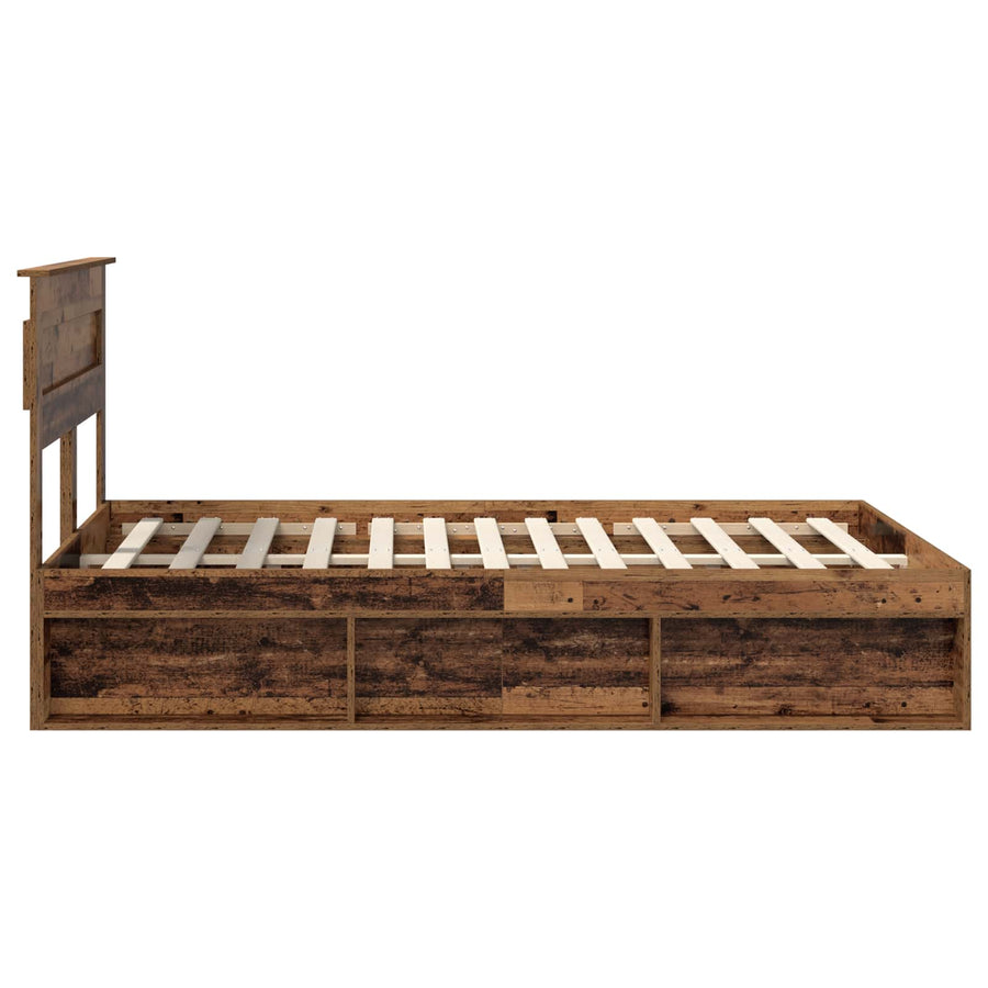 Bedframe met hoofdeinde Oudhout 140 x 190 cm Massief grenenhout