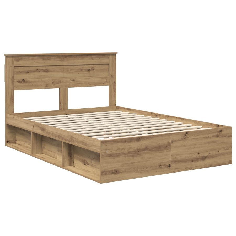Bedframe Ambachtelijk eiken 140 x 190 cm Massief grenenhout