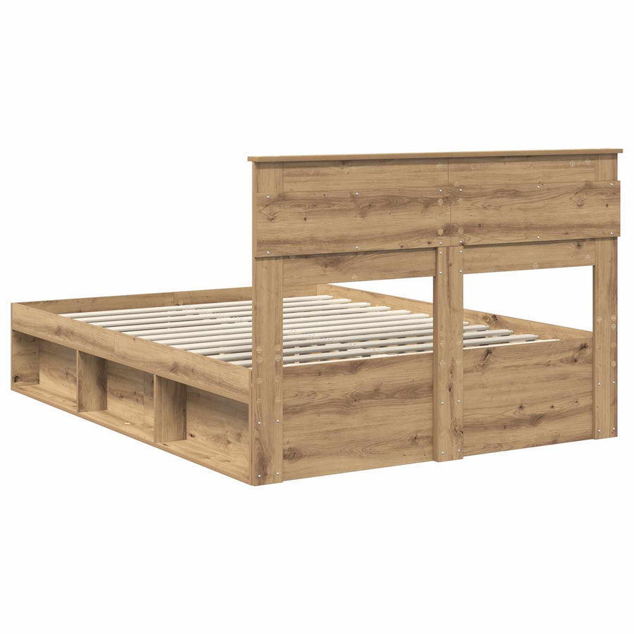 Bedframe Ambachtelijk eiken 140 x 190 cm Massief grenenhout