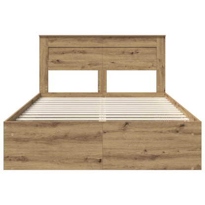 Bedframe Ambachtelijk eiken 140 x 190 cm Massief grenenhout