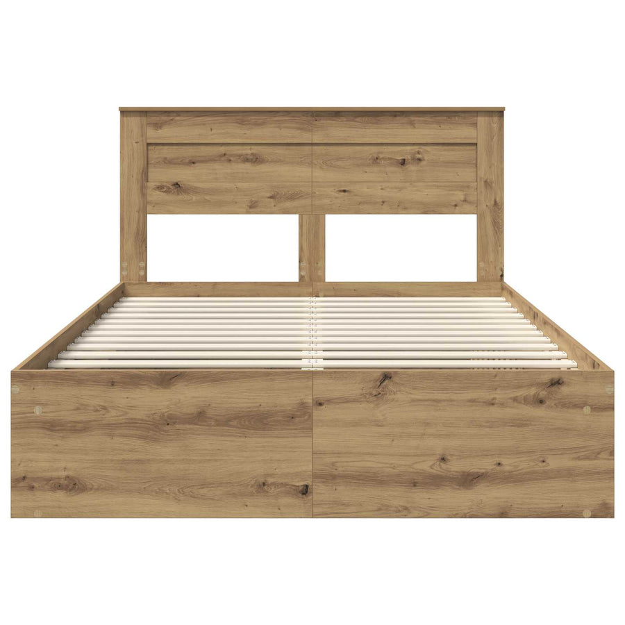Bedframe Ambachtelijk eiken 140 x 190 cm Massief grenenhout