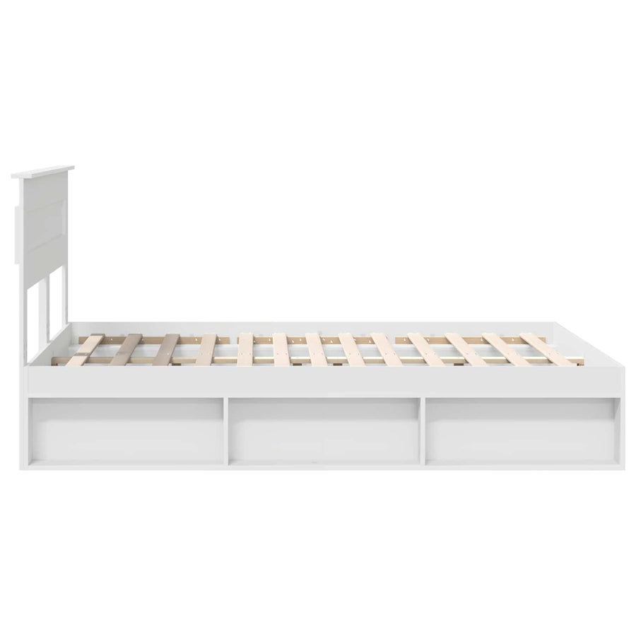 Bedframe met hoofdeinde Wit 140 x 200 cm Massief grenenhout