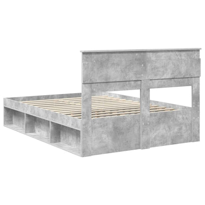 Bedframe met hoofdeinde Beton 140 x 200 cm Massief grenenhout