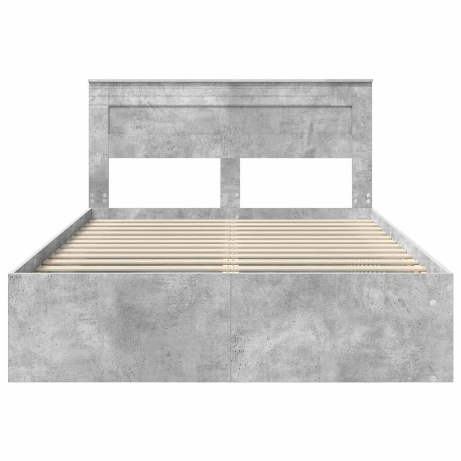 Bedframe met hoofdeinde Beton 140 x 200 cm Massief grenenhout