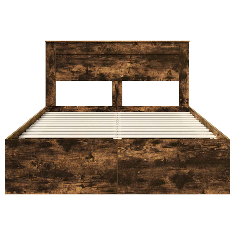 Bedframe Gerookt eiken 140 x 200 cm Massief grenenhout