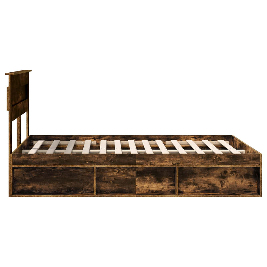Bedframe Gerookt eiken 140 x 200 cm Massief grenenhout