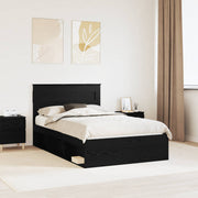Bedframe 135x190 cm massief grenenhout zwart hoofdeinde