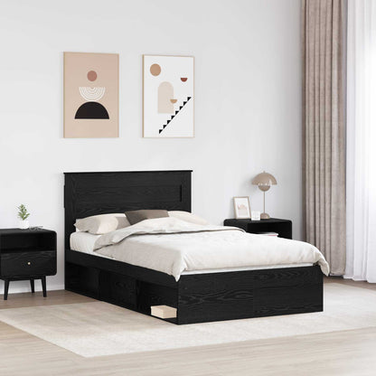 Bedframe met matras Zwart 135 x 190 cm Massief grenenhout