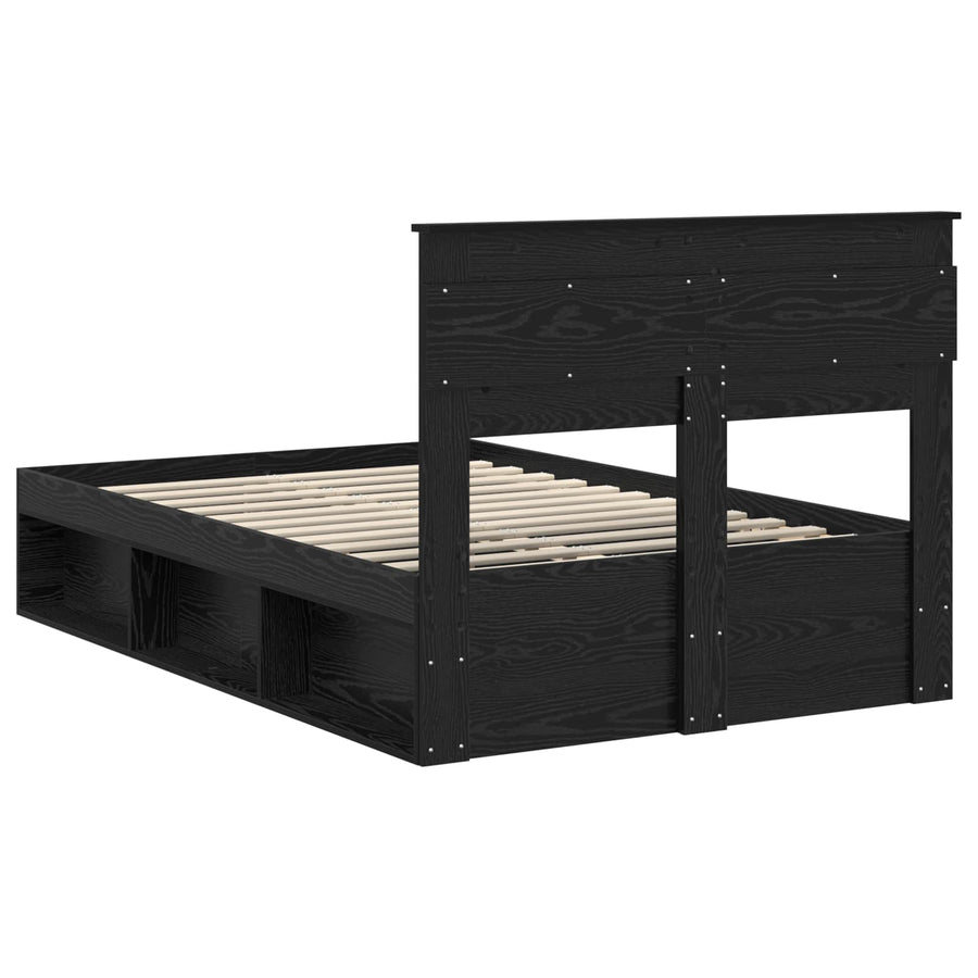 Bedframe met matras Zwart 135 x 190 cm Massief grenenhout