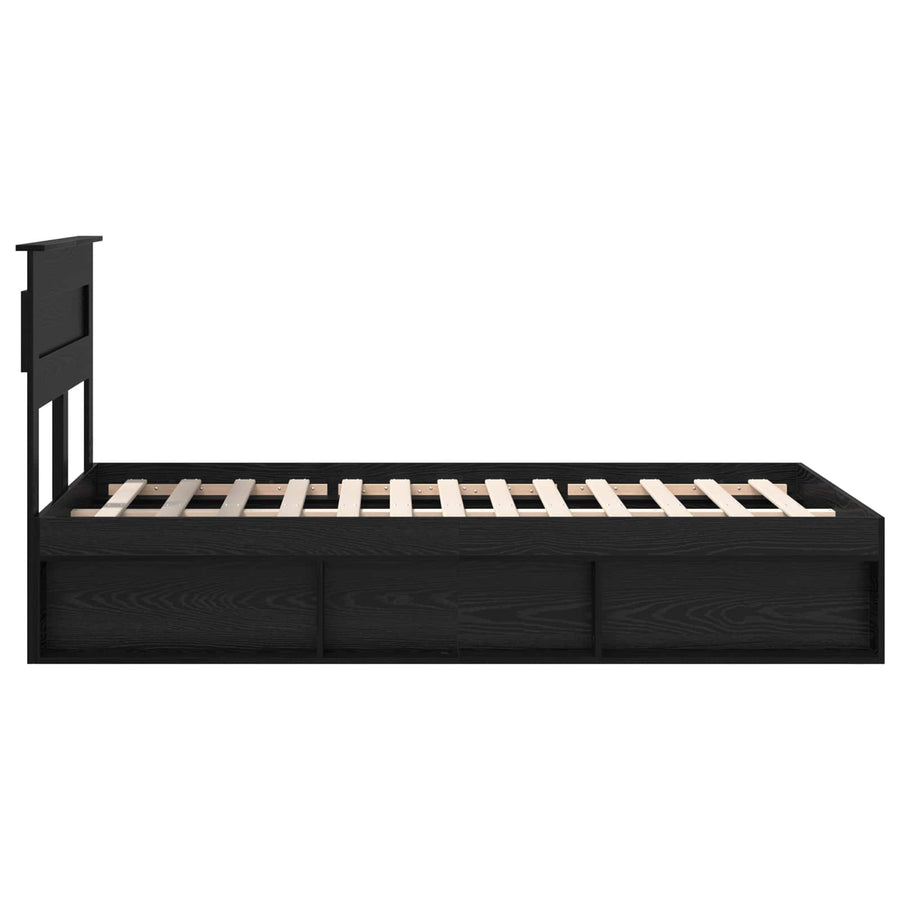 Bedframe met matras Zwart 135 x 190 cm Massief grenenhout