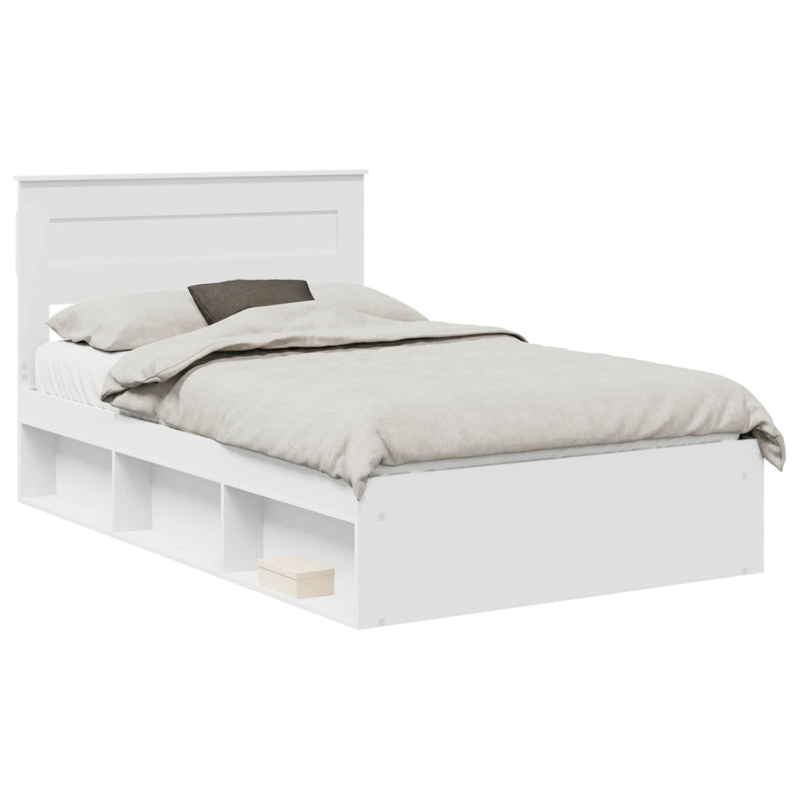 Bedframe met hoofdeinde Wit 120 x 190 cm Massief grenenhout
