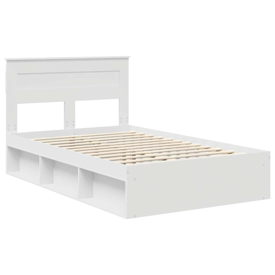 Bedframe met hoofdeinde Wit 120 x 190 cm Massief grenenhout