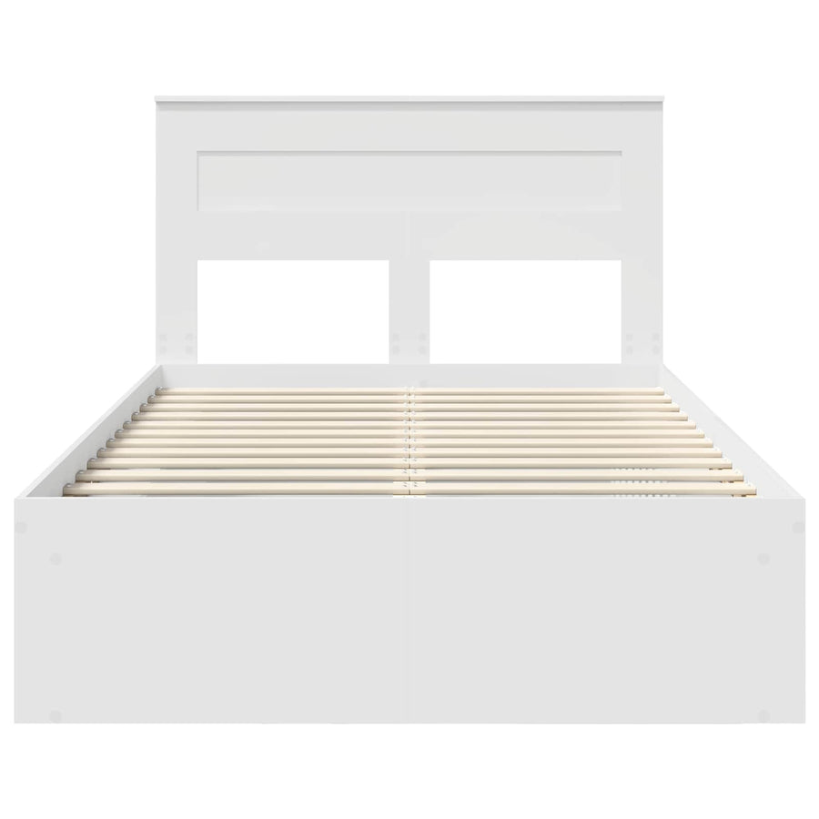 Bedframe met hoofdeinde Wit 120 x 190 cm Massief grenenhout