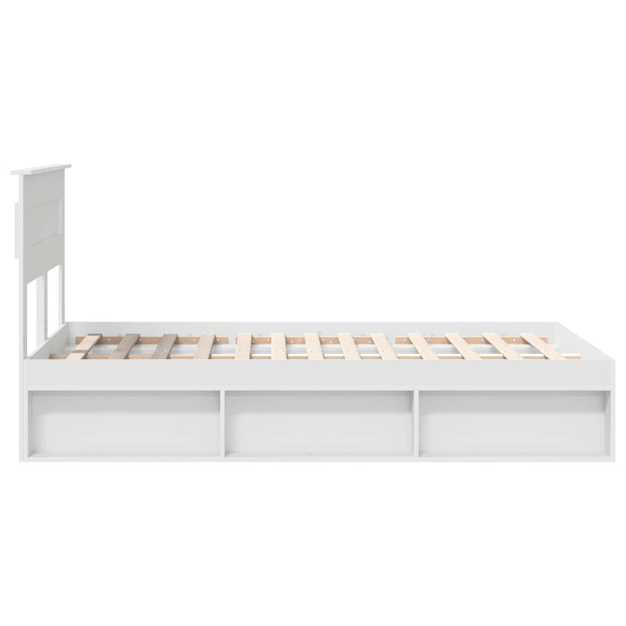 Bedframe met hoofdeinde Wit 120 x 190 cm Massief grenenhout