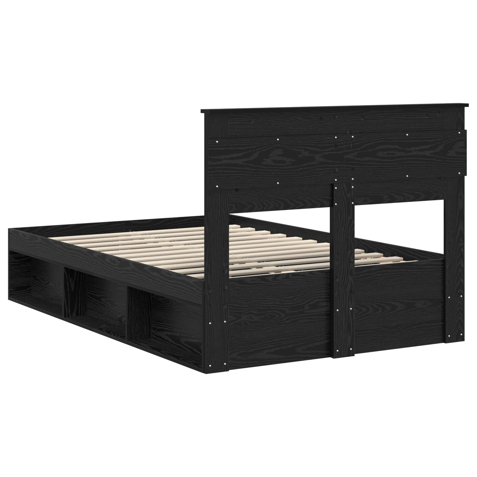 Bedframe met matras Zwart 120 x 190 cm Massief grenenhout