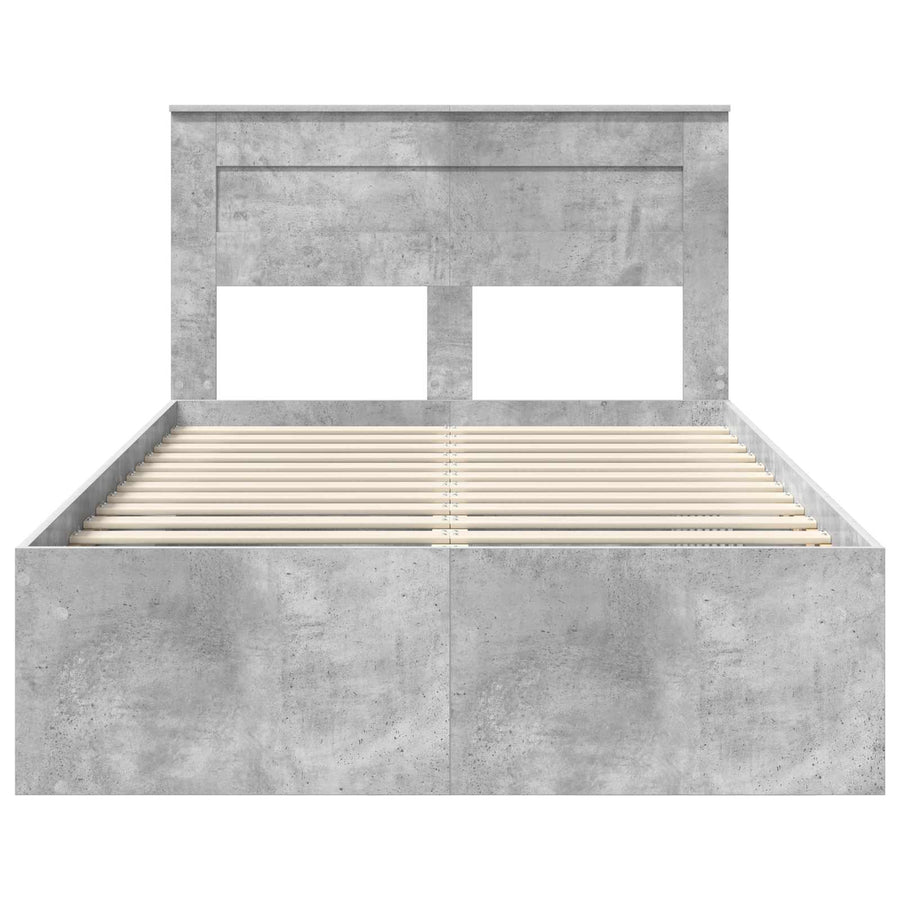 Bedframe met hoofdeinde Beton 120 x 190 cm Massief grenenhout