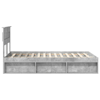 Bedframe met hoofdeinde Beton 120 x 190 cm Massief grenenhout