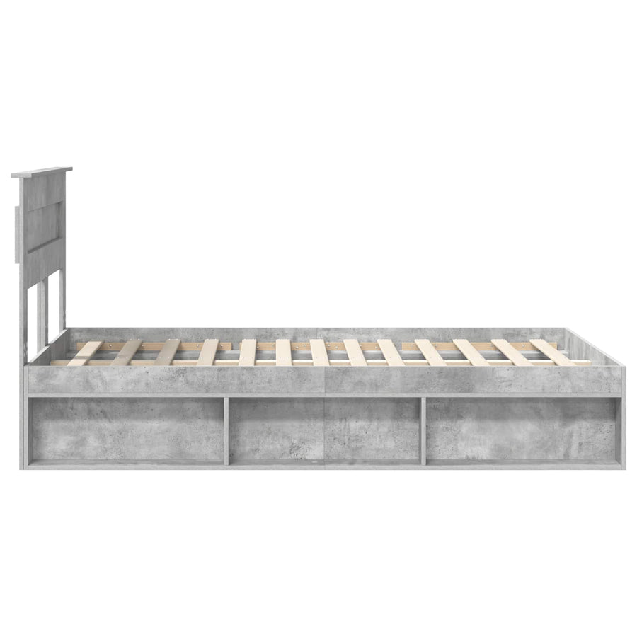 Bedframe met hoofdeinde Beton 120 x 190 cm Massief grenenhout