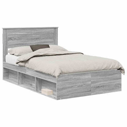 Bedframe met lade Grijs Sonoma 120 x 190 cm Massief grenenhout