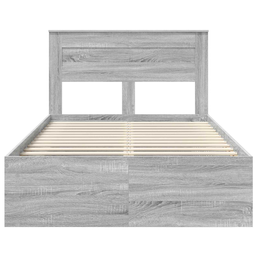 Bedframe met lade Grijs Sonoma 120 x 190 cm Massief grenenhout