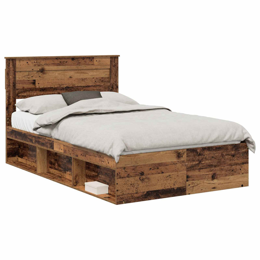 Bedframe met hoofdeinde Oudhout 120 x 190 cm Massief grenenhout