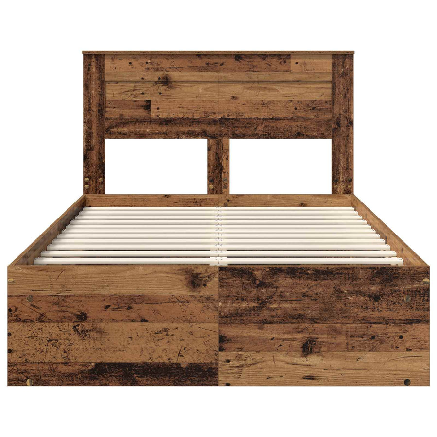 Bedframe met hoofdeinde Oudhout 120 x 190 cm Massief grenenhout