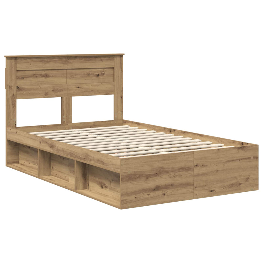 Bedframe Ambachtelijk eiken 120 x 190 cm Massief grenenhout