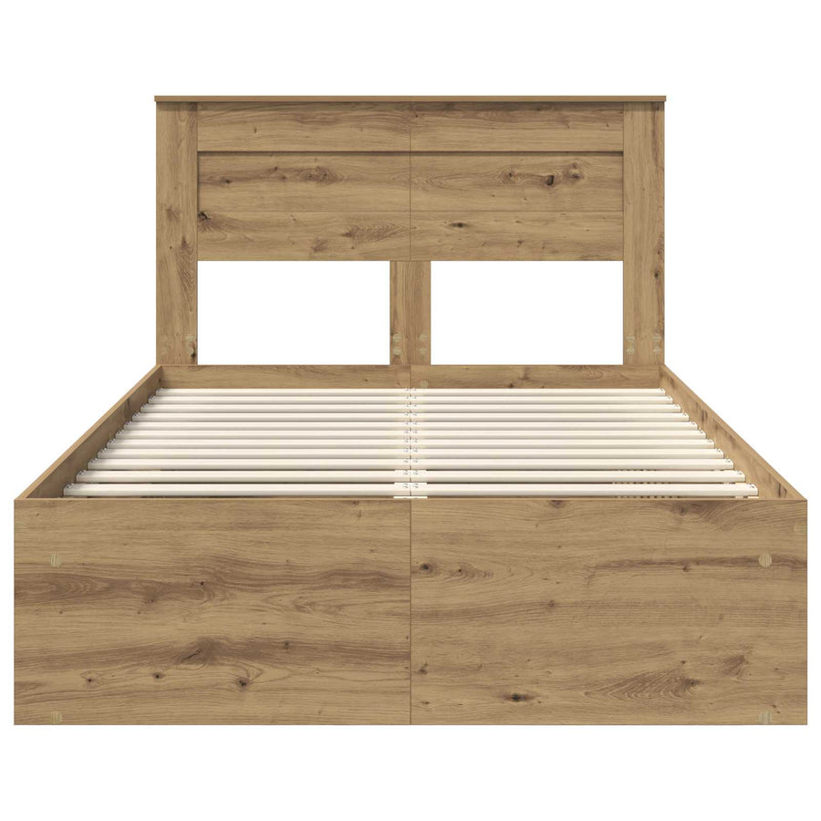 Bedframe Ambachtelijk eiken 120 x 190 cm Massief grenenhout