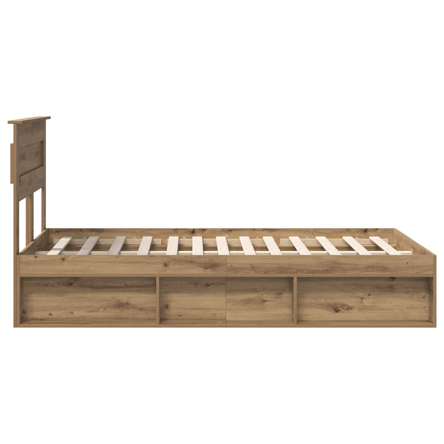 Bedframe Ambachtelijk eiken 120 x 190 cm Massief grenenhout