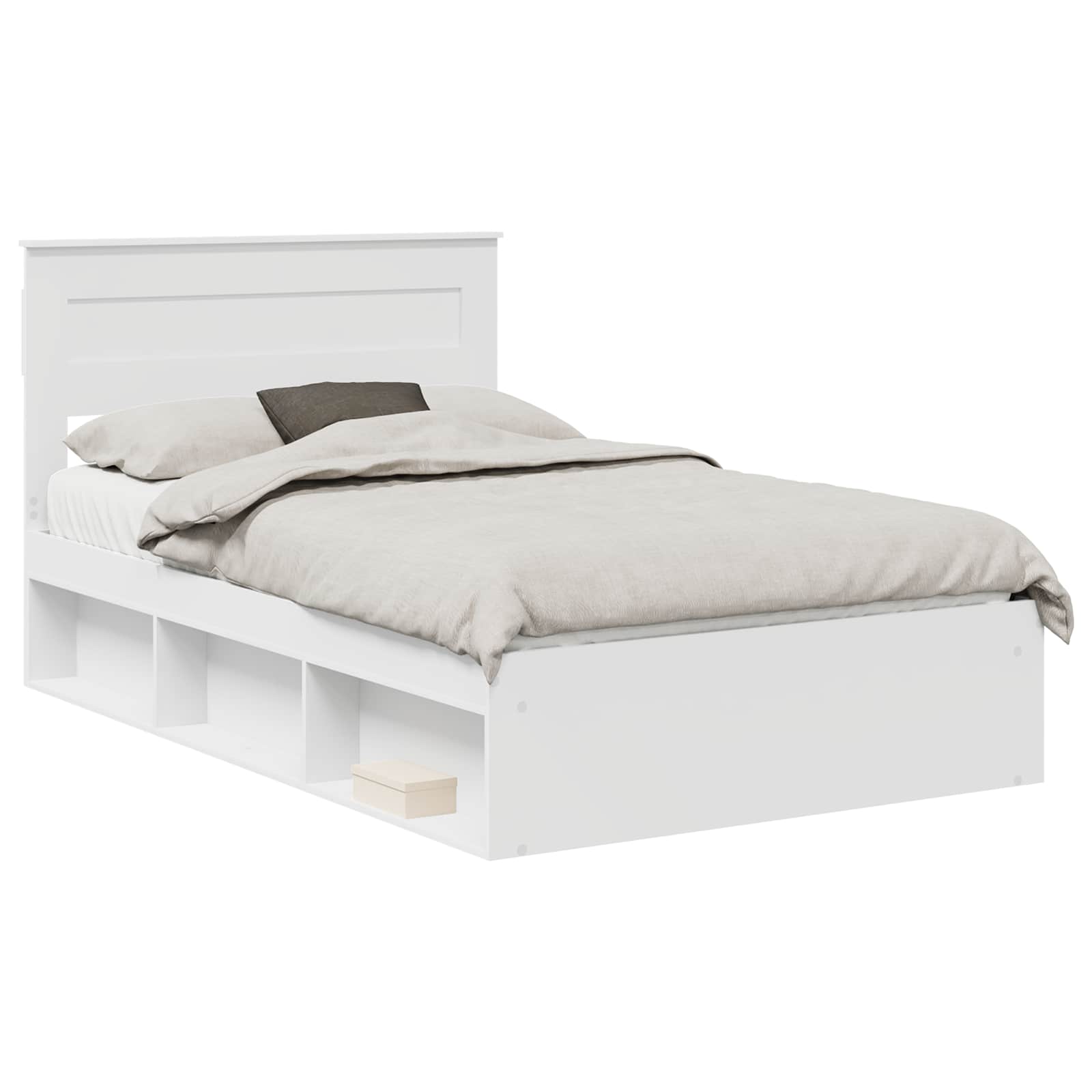 Bedframe met hoofdeinde Wit 120 x 200 cm Massief grenenhout